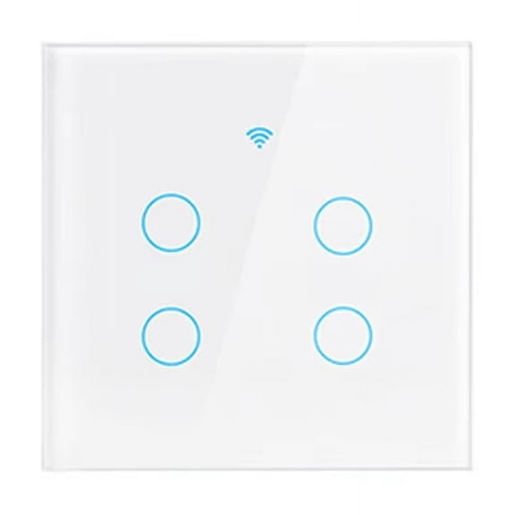 PC WiFi Smart Touch Switch With And Voice Control, EU Neutral/No-Neutral Wire, 4-Gang Wall Switch, Box Packaging
