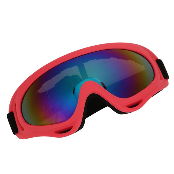 PC Windproof Cycling Goggles for Motorcycle Outdoor Sports, Anti-Glare Skiing Glasses for Adults Children (7.09 x 3.15 in / 18 x 8 cm), Red Frame Color Lens