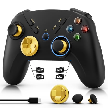 PC Wireless Controller for PC/Android/iPhone/Switch, with 4-Programmable Buttons, Turbo