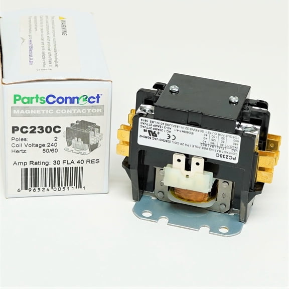 Definite Purpose Contactor, 2 Pole, 30 Amps, 208/240 Coil Voltage, C230C