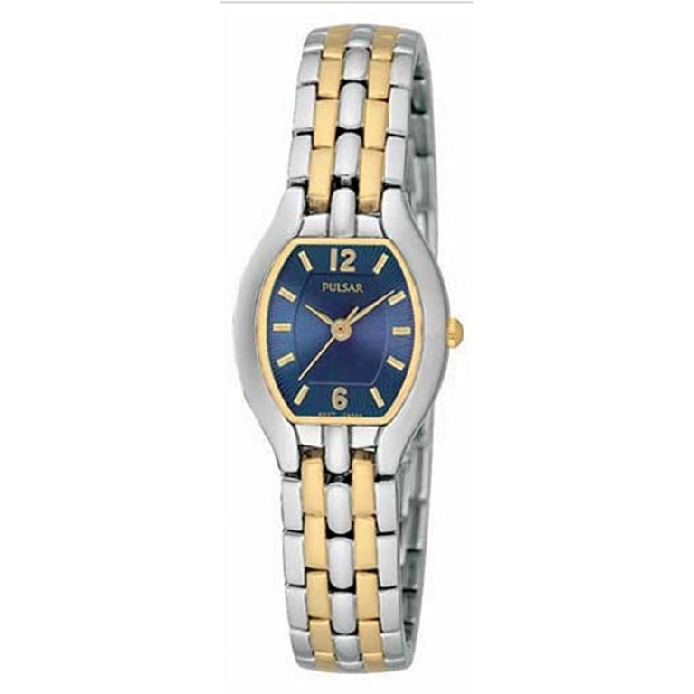 Pulsar Women’s Quartz Watch Gold Silver Tone Blue Dial Bracelet Pulsar Watch Women Gold Silver Tone Day Date | Mercari main image 2