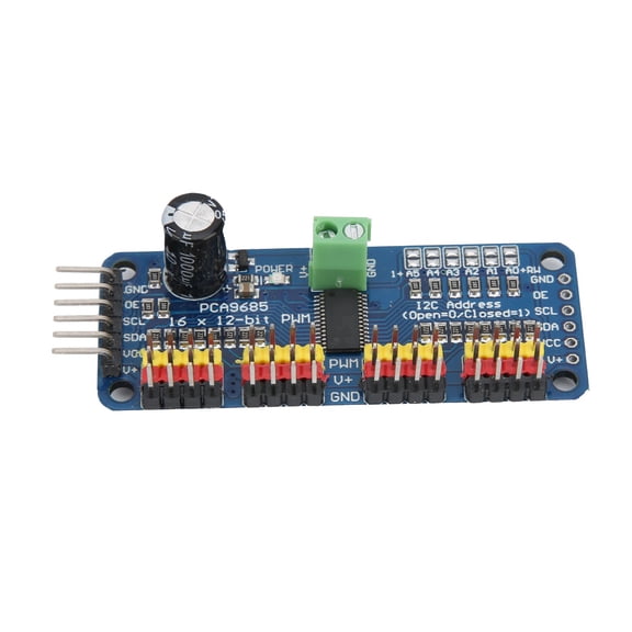 PCA9685 16-Channel PWM Servo Driver Motor Drive Board Module IIC Interface for Robotic Controls, 10 Inches / 25.4 cm