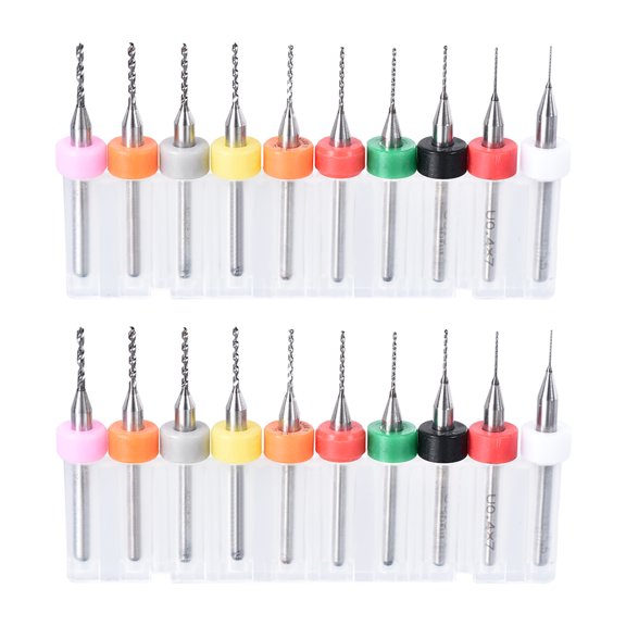 Unique Bargains PCB Drill Bits 0.3mm-1.2mm Tungsten Carbide CNC Engraving Circuit Board Micro Drill Bits 1/8" Shank 2Set (20Pcs)