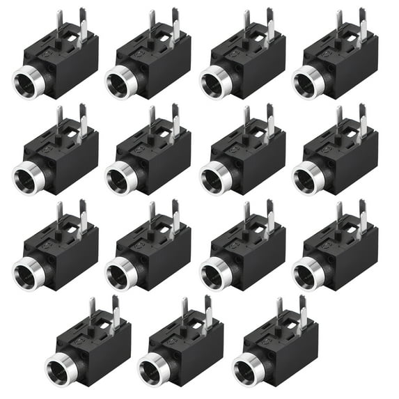 PCB Mount 2.5mm 3 Pin Socket Headphone Stereo Audio Video Connector PJ210 Black 15Pcs