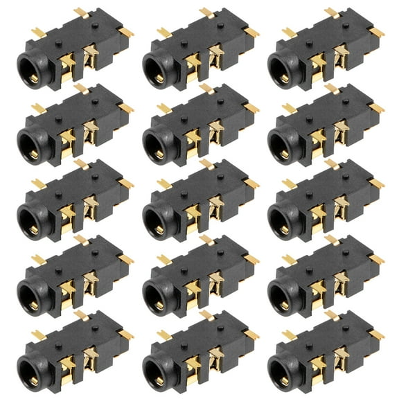 PCB Mount 3.5mm 5 Pin Socket Headphone Stereo Audio Video Connector Black PJ327E 15Pcs