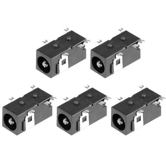 PCB Mount 4.0mmx1.7mm 5 Pin Audio Video DC Power Connector Socket DC098 Black 5Pcs