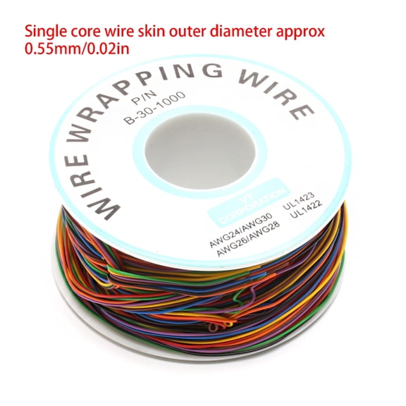 PCB Test Line 30AWG Wire Single Tinned Copper Wire 8-color Board Cable Roll