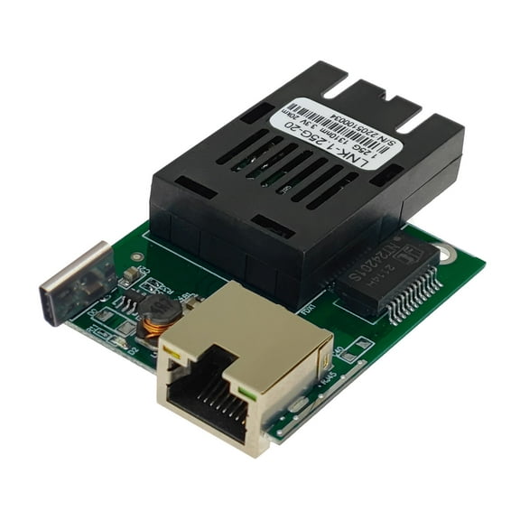 PCBA 10pcs - Mini Gigabit SC Fiber Media Converter 10/100/1000Mbps Copper to Fiber Converter Duplex SC Single Mode 20km, USB-C Power Port