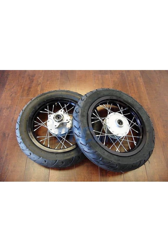 12" DRUM BRAKE FRONT REAR WHEEL SET W/ MOTARD TIRE XR50 CRF50 12MM WMS02