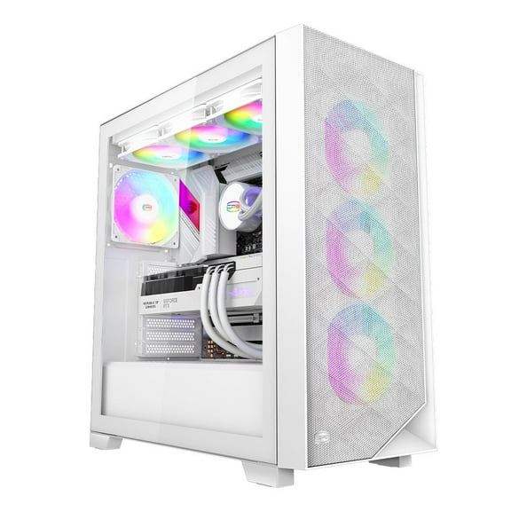 PCCOOLER C3-D510WHP3-GL CPS C3D510 ARGB WH PC Case with 3 ARGB Fans Desktop Computer Case Gaming PC Case for E-ATX / ATX / M-ATX / ITX,375MM Graphics Cards Support, Liquid Cooler Support