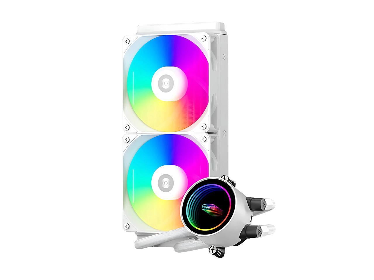 PCCOOLER CPS - DA240 ARGB WH CPU Liquid Cooler with 120mm PWM ARGB FAN, Brand New Low-noise Pump, Pre-mounted Fans on Radiator. For Intel: LGA115X/1200/1700/1851/20XX/AMD AM4/AM5