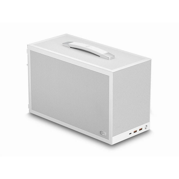 PCCOOLER CPS K101 MESH PC Case, Portable Desktop Mini ITX Case, Four-side SPCC Mesh Panel, 3 x 12015 Fans Pre-installed, Clip-on Quick Release Side Panel, White (PCIe Riser Cable Not Included)