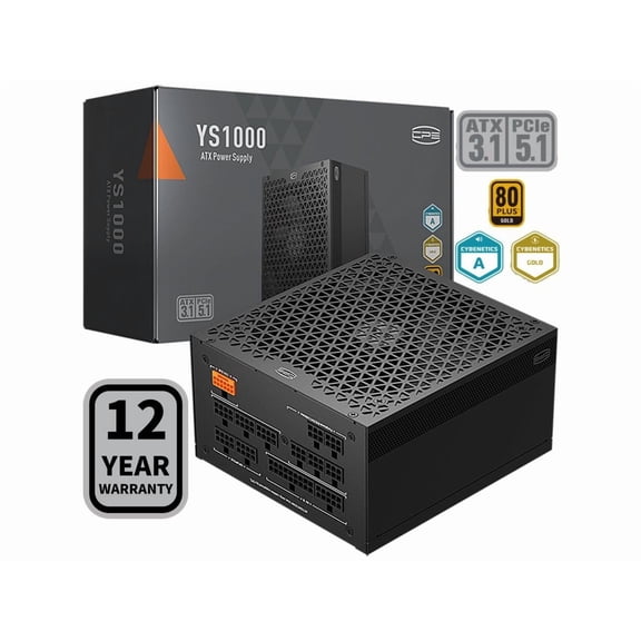 PCCOOLER CPS YS1000 Power Supply, 1000W 80 Plus Gold Certified Fully Modular PCIe 5.1 & ATX 3.1 Gaming PSU, Wide Compatibility, 135mm FDB Fan, Full Japan Electrolytic Capacitors