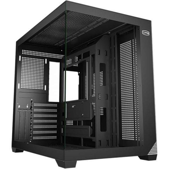 PCCOOLER PC Case ATX Mid Tower, Tempered Glass & Mesh Front, High Airflow, E-ATX/ATX/Micro-ATX/ITX Support, 360mm Radiator Tool-Free Design Black (C3T700 No Fans Included)