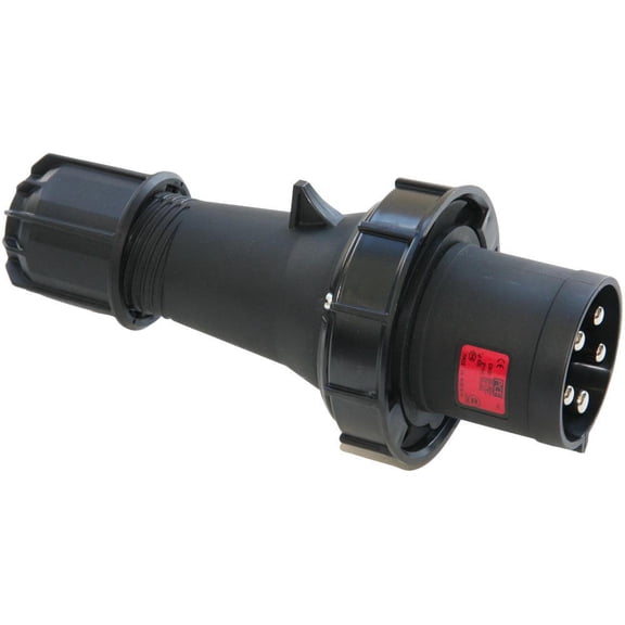PCE - 63A, 415V, Cable Mount CEE Plug, 3P+N+E, Black, IP67