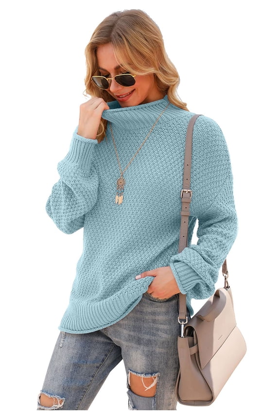 Sweaters for Women Turtleneck Batwing Sleeve Oversized Chunky Knitted Pullover Sweaters Jumper Tops