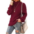 thumbnail image 1 of PCEAIIH Wine Red Sweaters for Women Turtleneck Batwing Sleeve Oversized Chunky Knitted Pullover Sweaters Jumper Tops, 1 of 5