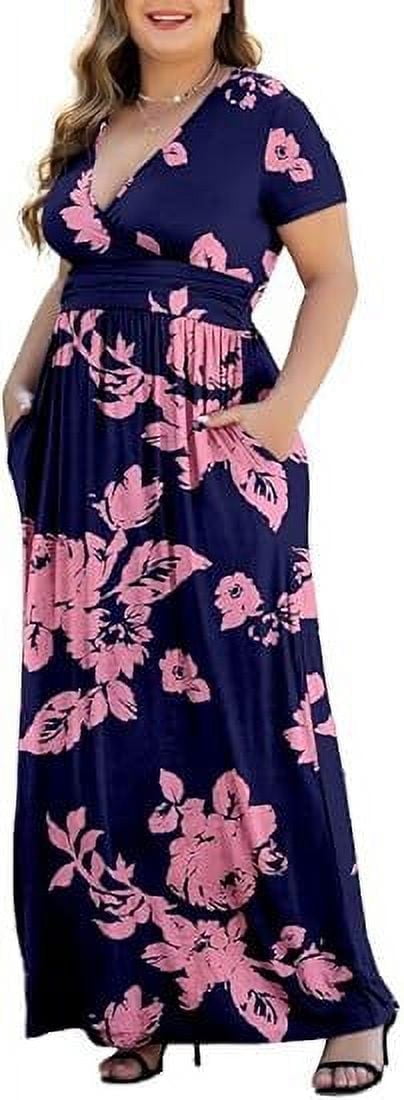 LONGYUAN Women's Plus Size Long Sleeve Maxi Dress With Pockets - Casual Soft Rayon Dress XL-6XL - View #12