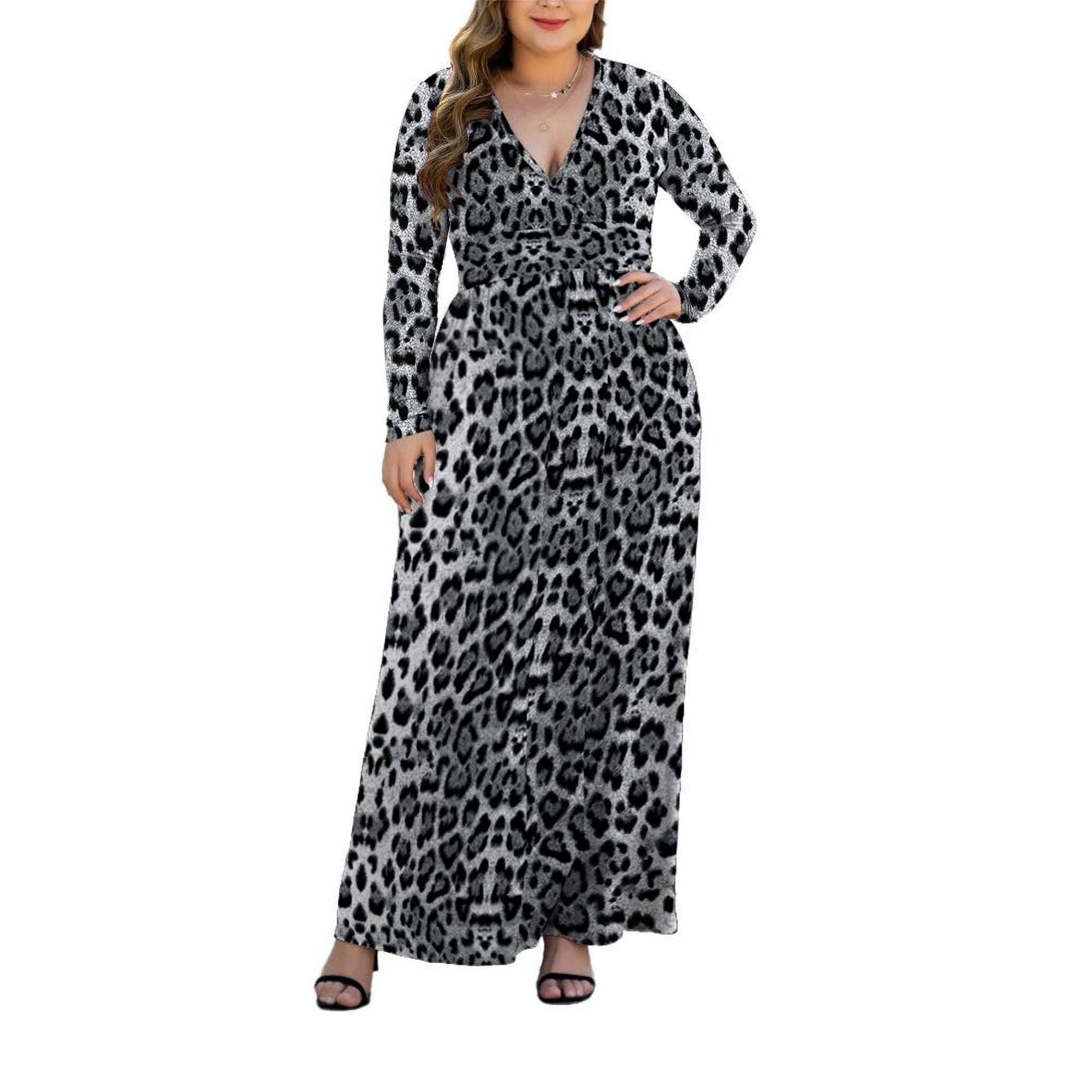 LONGYUAN Women's Plus Size Long Sleeve Maxi Dress With Pockets - Casual Soft Rayon Dress XL-6XL - View #6