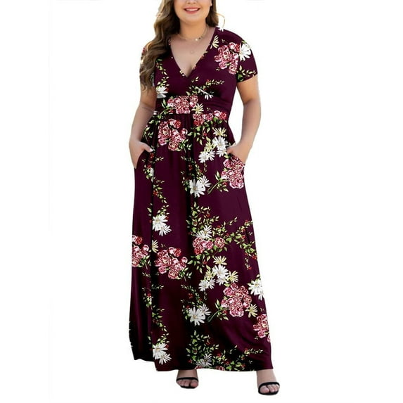 PCEAIIH Women's Long Sleeve Plus Size Dress Casual Maxi Dresses XL-5XL Soft with Pockets
