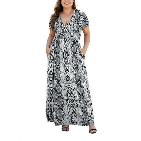 PCEAIIH Women's Long Sleeve Plus Size Dress Casual Maxi Dresses XL-5XL Soft with Pockets