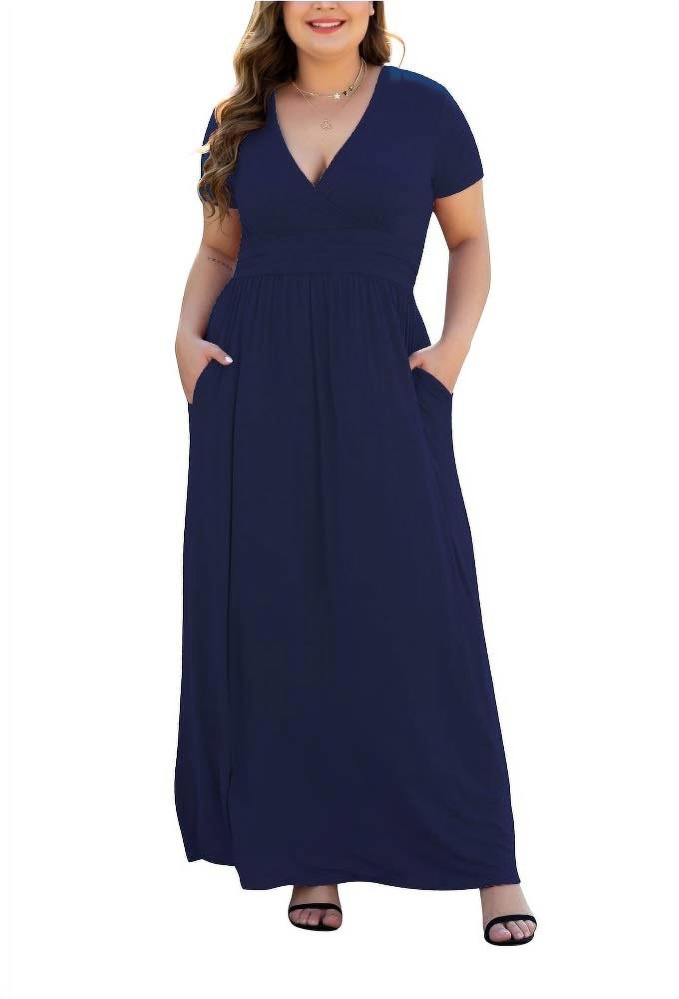 LONGYUAN Women's Plus Size Long Sleeve Maxi Dress With Pockets - Casual Soft Rayon Dress XL-6XL - View #14
