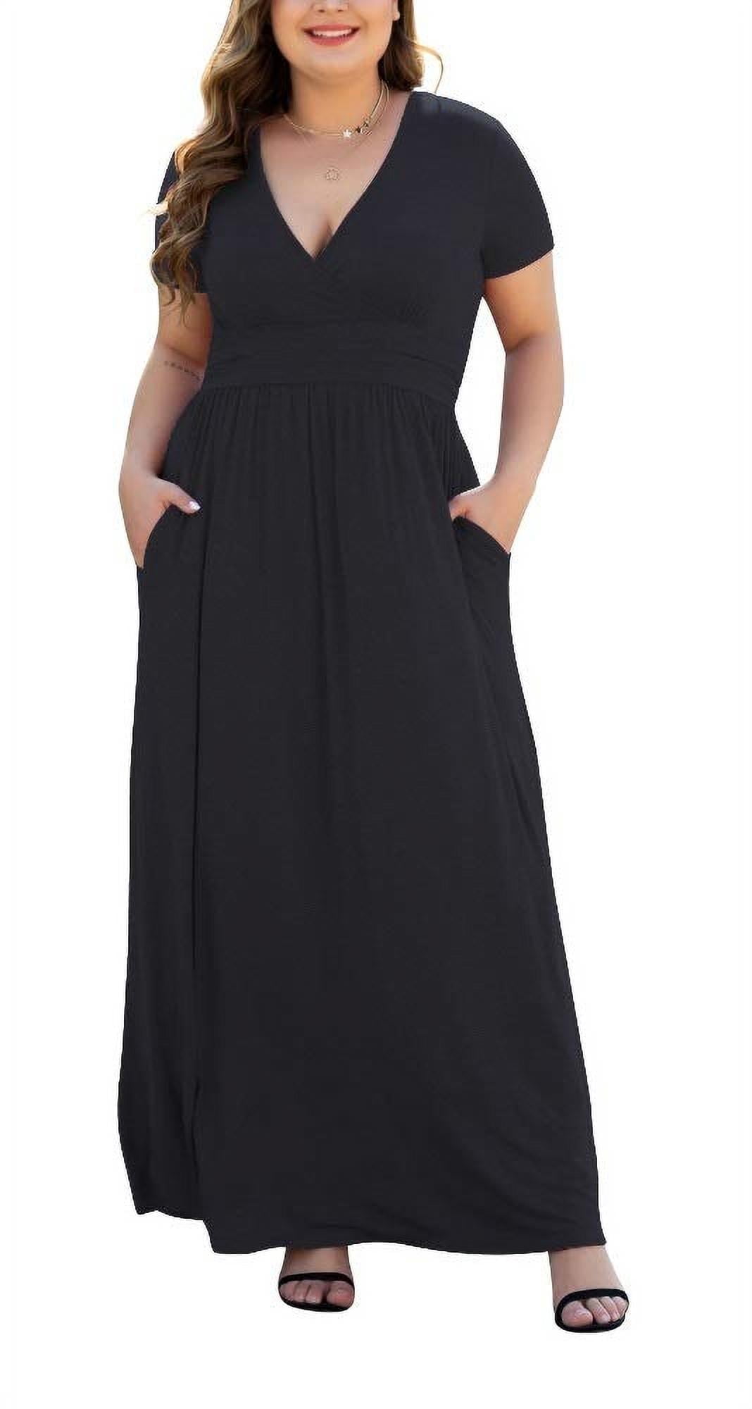 LONGYUAN Women's Plus Size Long Sleeve Maxi Dress With Pockets - Casual Soft Rayon Dress XL-6XL - View #13