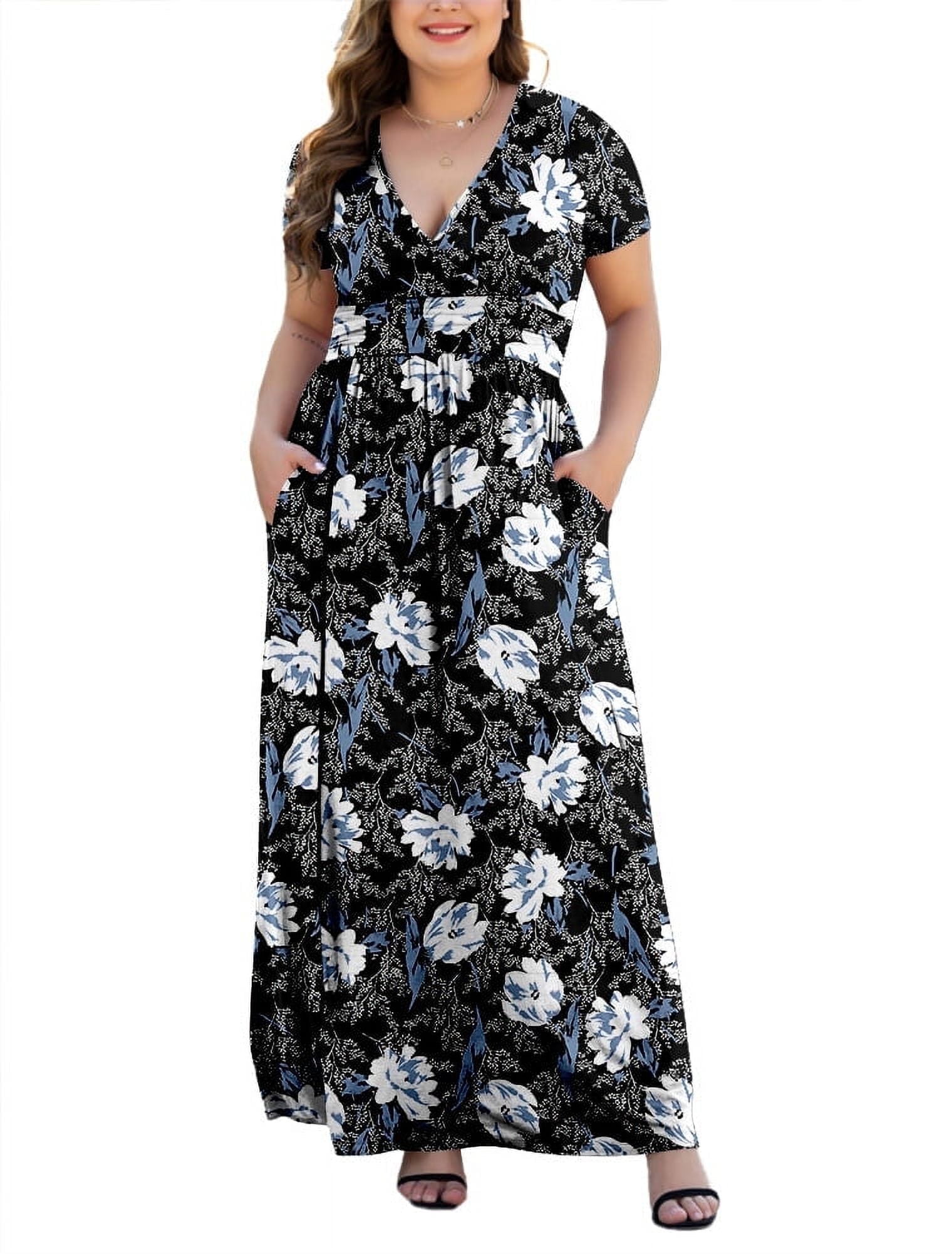 LONGYUAN Women's Plus Size Long Sleeve Maxi Dress With Pockets - Casual Soft Rayon Dress XL-6XL - View #8
