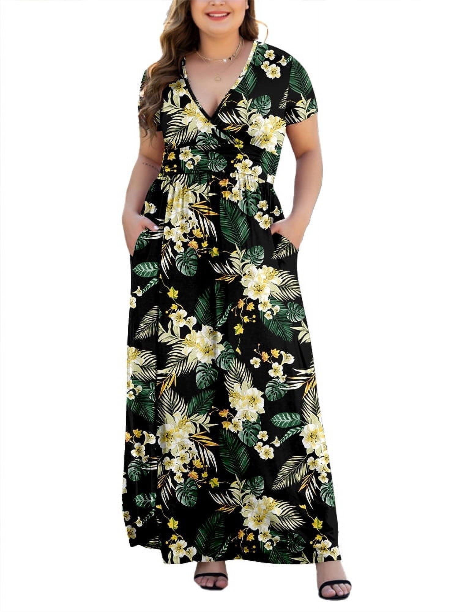 LONGYUAN Women's Plus Size Long Sleeve Maxi Dress With Pockets - Casual Soft Rayon Dress XL-6XL - View #9
