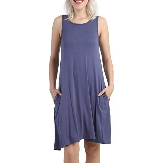 PCEAIIH Women's Summer Dresses 2024 Beach Casual Sleeveless Floral Print Tank Loose Sundress with Pocket