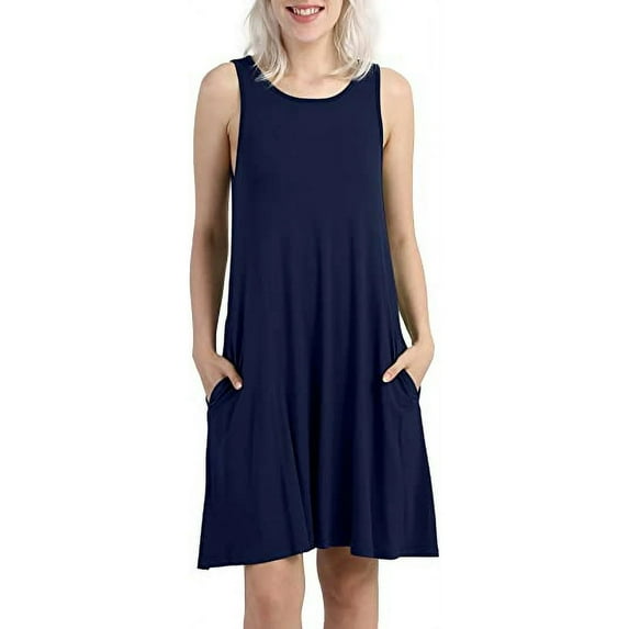 PCEAIIH Women's Summer Dresses 2024 Beach Casual Sleeveless Floral Print Tank Loose Sundress with Pocket