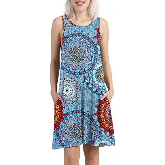 PCEAIIH Women's Summer Tshirt Dresses V Neck Sleeveless Loose Dress