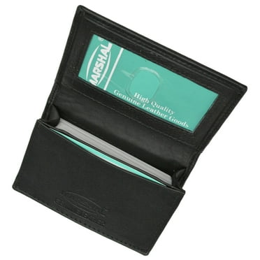 PCF1970 Premium Genuine Leather Expandable Credit Card Id Business Card Holder Wallet Black