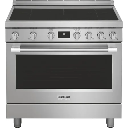 Frigidaire - Professional 36 in. Wide 5 elements 4.4 Cu. Ft. Freestanding Electric Induction Convection Range with Steam-cleaning - Stainless Steel