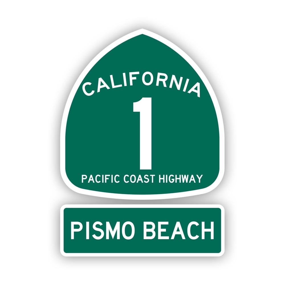 PCH 1 Pismo Beach Sign Sticker Decal - Self Adhesive Vinyl ...