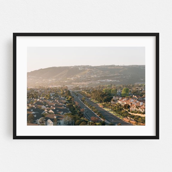 PCH, Dana Point - Dana Point California Photography Landscape Cityscape Scenic Architecture Sunset Mountain Black Framed Wall Art Print 5 x 7 inches