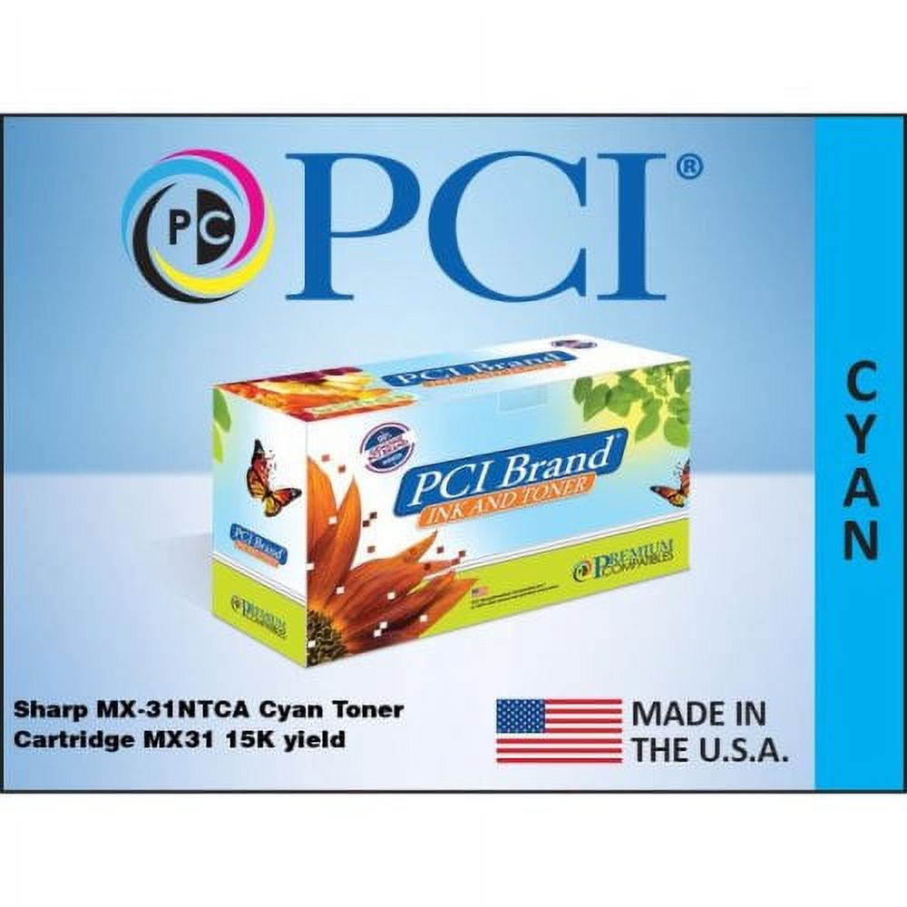PCI® Brand Sharp MX-31NTCA MX3100 Cyan Toner Cartridge 15K Yld (MX31NTCAPC) - image 1 of 2