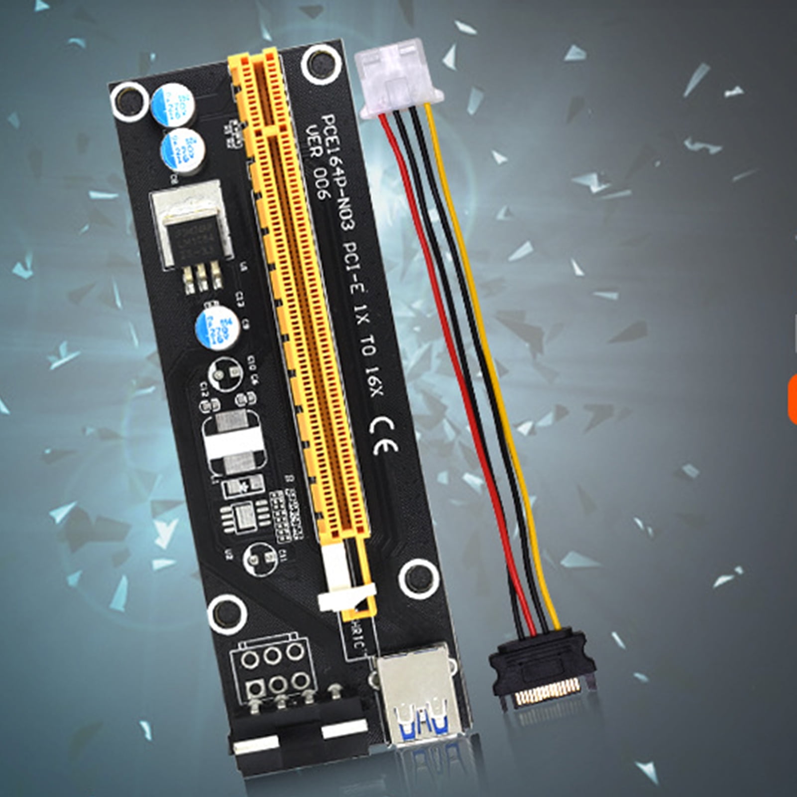 PCI-E 16X Riser Card, Ver006 Powered USB 3.0 PCI-E 1X to 16X GPU Riser ...