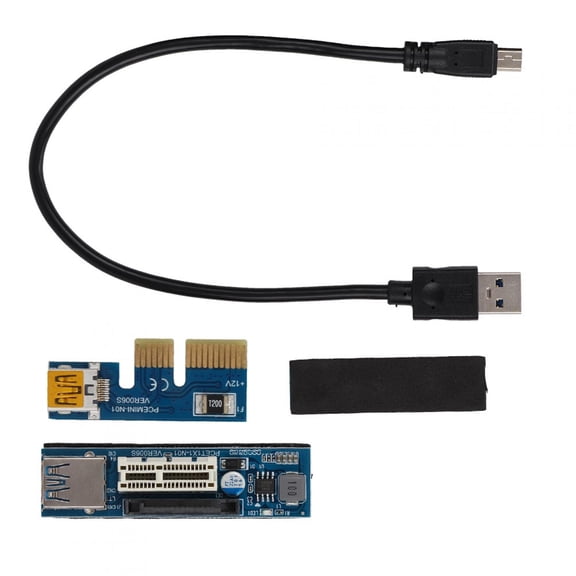PCI-E 1X Extension Cable Cord Riser Card Power USB Extender 30cm Black