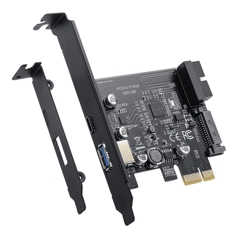 Carte d'extension USB C PCIe, USB 3.2 gen2 10Gpbs avec 3 Ports USB C et 2  Ports internes (1x USB A, 1x clé USB Type EA 20 Broches) Adaptateur de