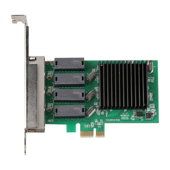 PCI-E 4 Port Gigabit Network Card PCI-E RTL8111H Chip 1000Mbps RJ45 LAN Adapter Network Controller,1 x Network Card 1 x Bezel,green