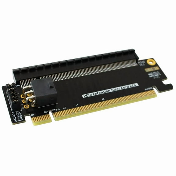 PCI-E 5.0 X16 Half Height to Full Height Extension Riser Card PCIe5.0 X16 Test Card Support External Power Supply,1 * PCIE Extension Riser Card,Black