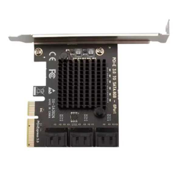 PCI-E 6 Ports Card PCI-E 4X Cards PCI Express to 3.0 6 Ports III 6Gbps PCIE X4 Expansion Adapter Board,1 x Expansion Card