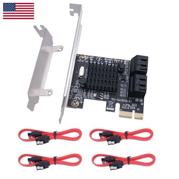 PCI-E Express to 4 Ports SATA 3.0 Controller Expansion Card Adapter 6Gbps for PC