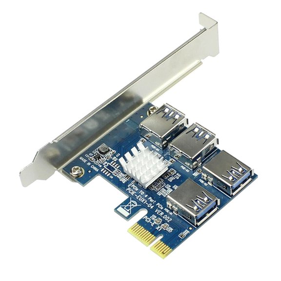 PCI-E Extender Card 1 to External 4 USB Adapter 16X Slots ITX Card PCI-E Adapter Multiplier Card