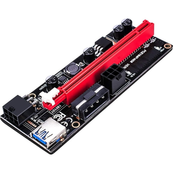 PCI-E Riser Card for Graphics Card, Independent Power Supply with Solid Capacitors, for Safe and Efficient Cryptocurrency Mining (Black)