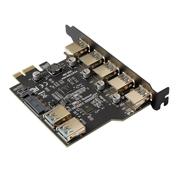 PCI-E USB 3.0 7 Ports Expansion Card with 15pin SATA Power Connector PCIE X1 USB3.0 Adapter 5Gbps