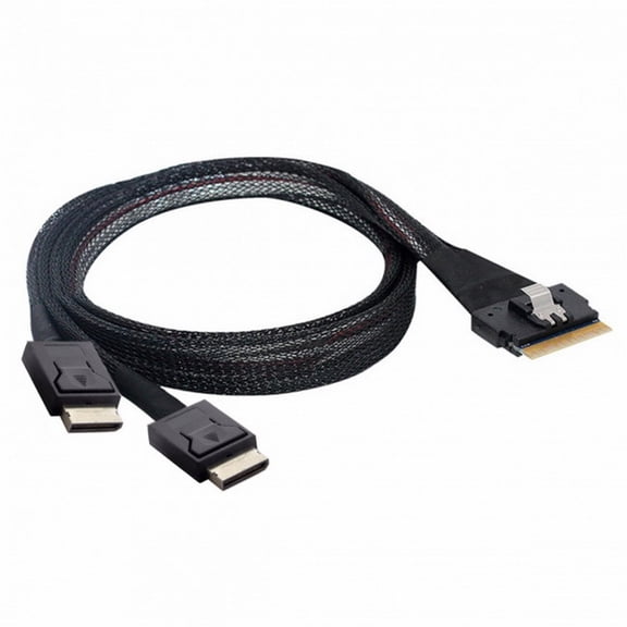 PCI-E Ultraport Slimline SAS Slim 4.0 SFF-8654 8i 74pin to Dual Oculink SFF-8611 Cable 50cm PCI-Express