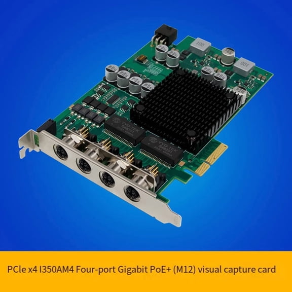 PCI-E X4 Gigabit 4-Port PoE Server Network Card Server I350AM4 Ethernet Vision Network Card 9.5K Lan Adapter,1 x image acquisition card