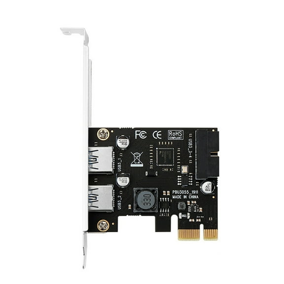 PCI-E to 2Ports USB Expansion Card PCI for Express Desktop External Controller Adapter Card with 19 Pin Power Connec